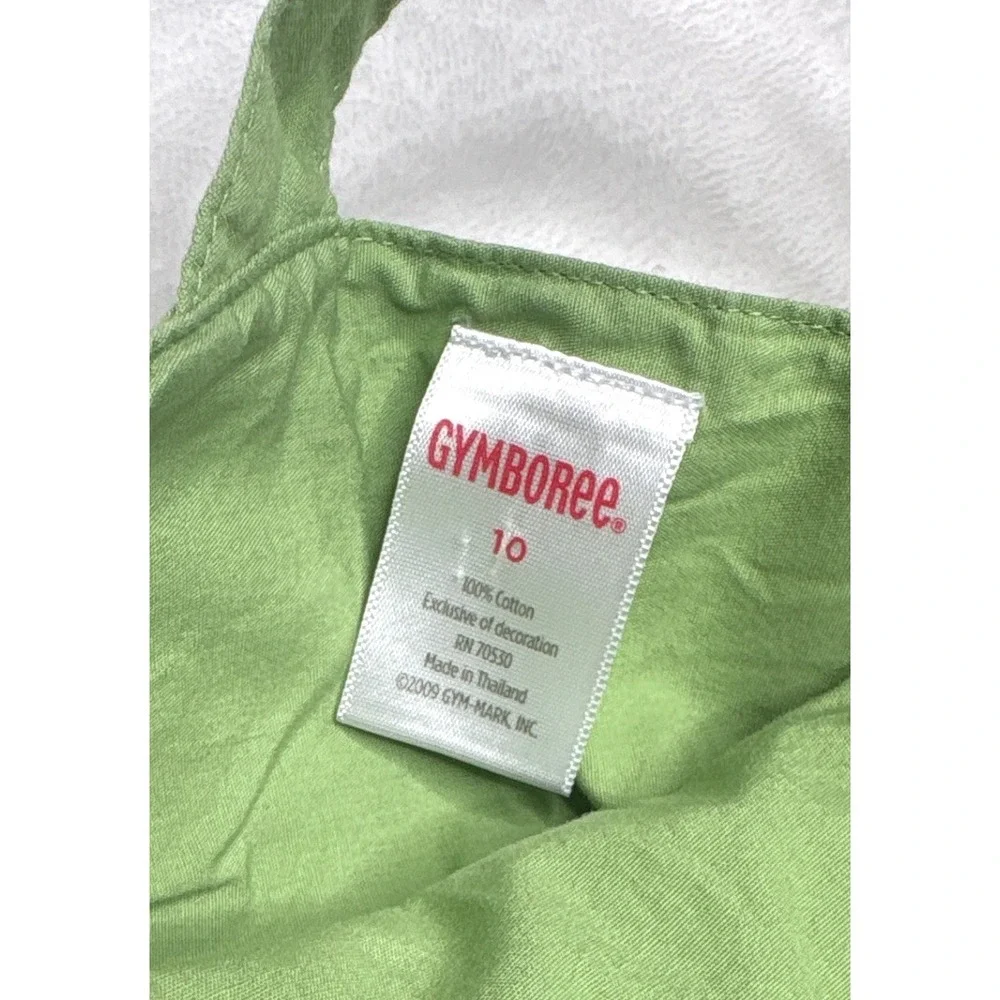 Gymboree Tiered Ruffle Dress Size 10 Green Pink Bow Cotton Sundress
